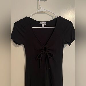 Abound Rib-Knit Keyhole Short Sleeve Dress